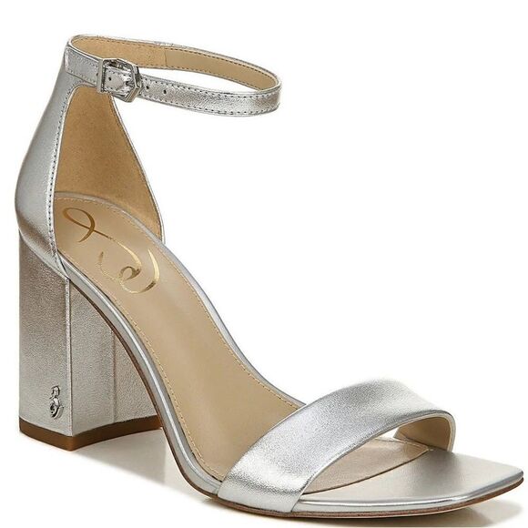 Daniella Leather Ankle Strap Square Toe Dress Sandals - Picture 1 of 4